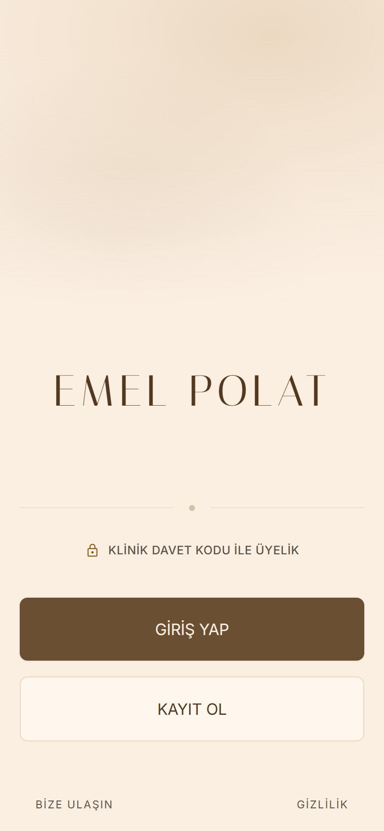 Dr. Emel Polat uygulaması — karşılama ekranı